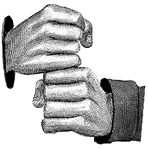 Two hands gesturing in ASL